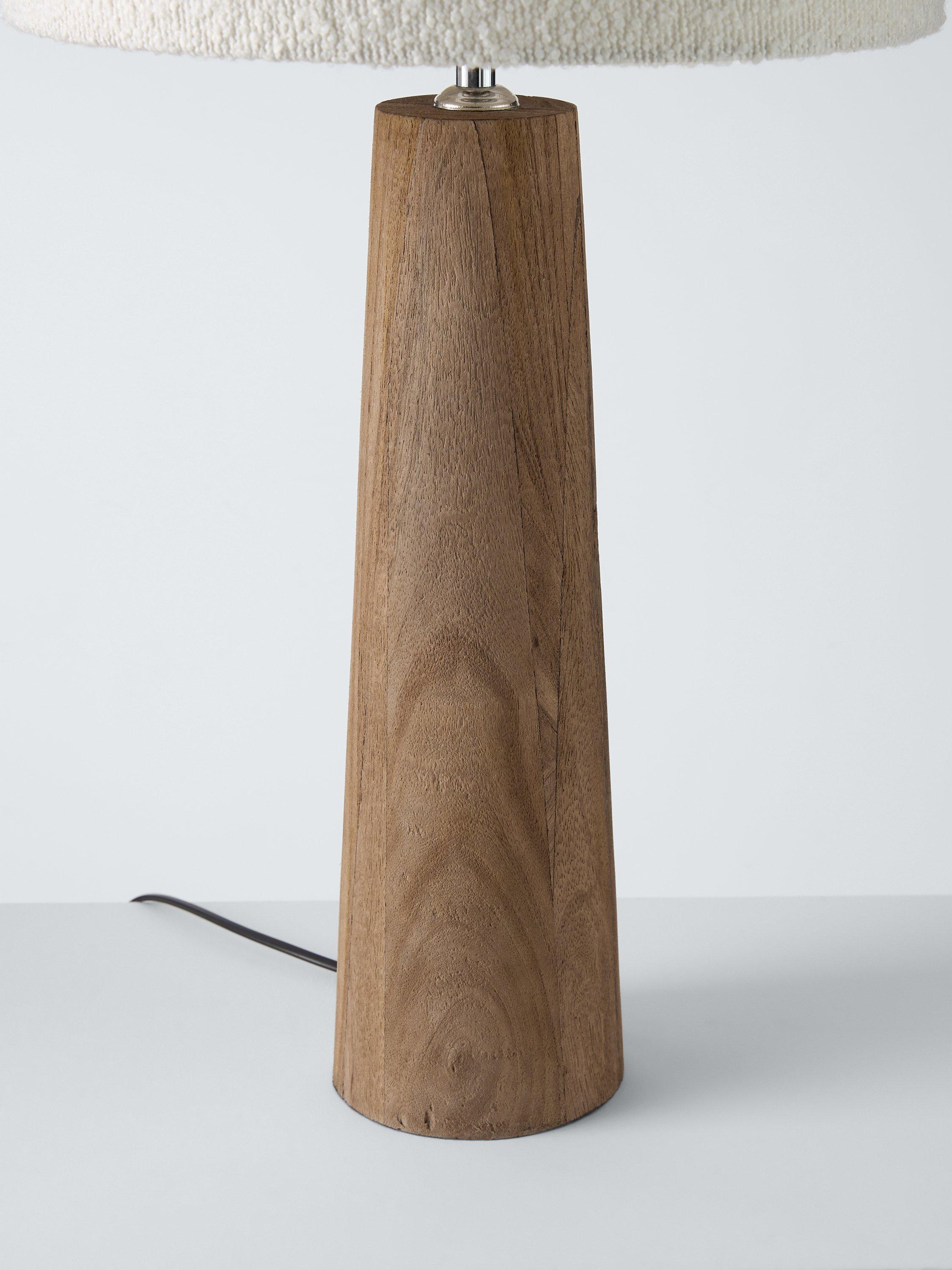 John Lewis Fayola table lamp mangowood boucle shade, imported from the UK