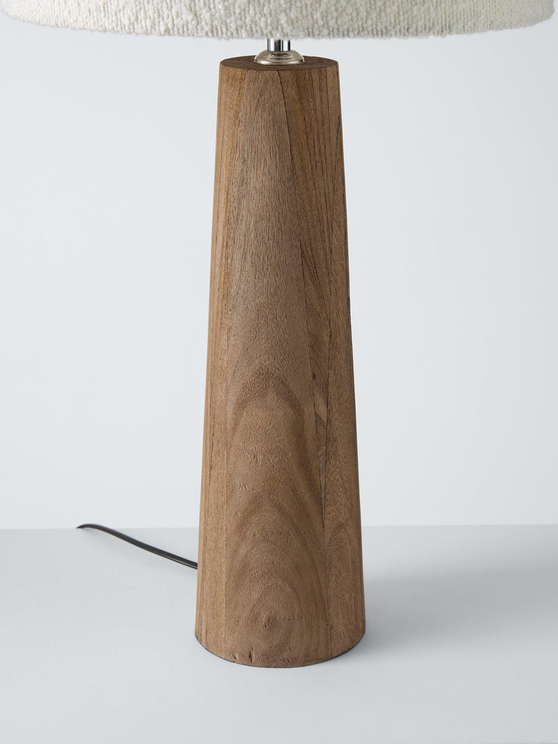 John Lewis Fayola table lamp mangowood boucle shade, imported from the UK