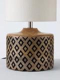 John Lewis wooden table lamp with textured shade, imported from the UK