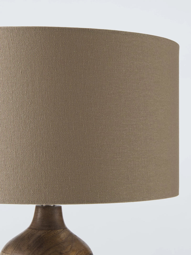 John Lewis mango wood grooved table lamp with linen shade (British brand)