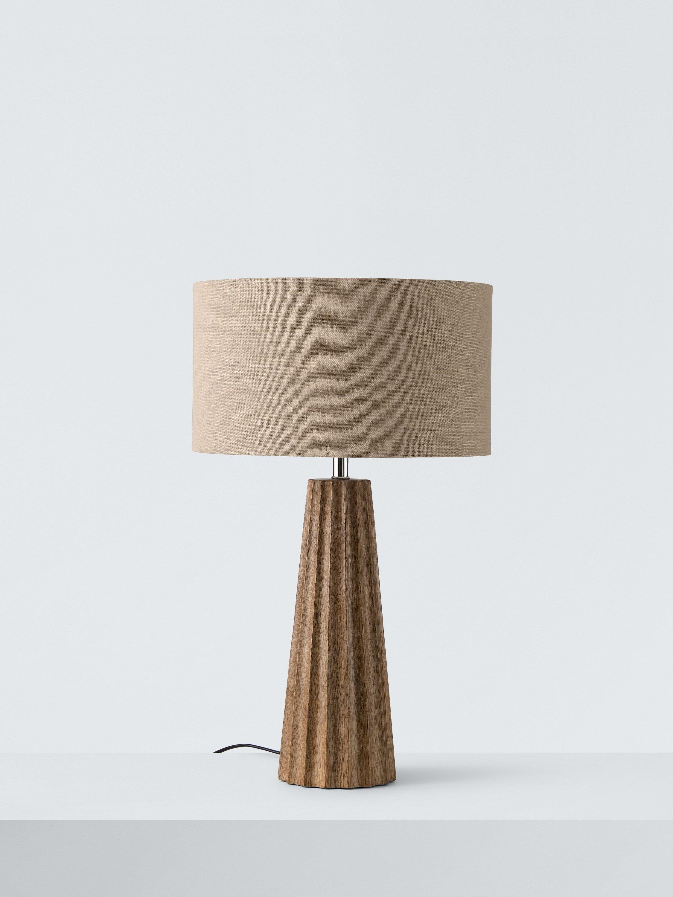 John Lewis Vallei mangowood table lamp with cotton shade - British product