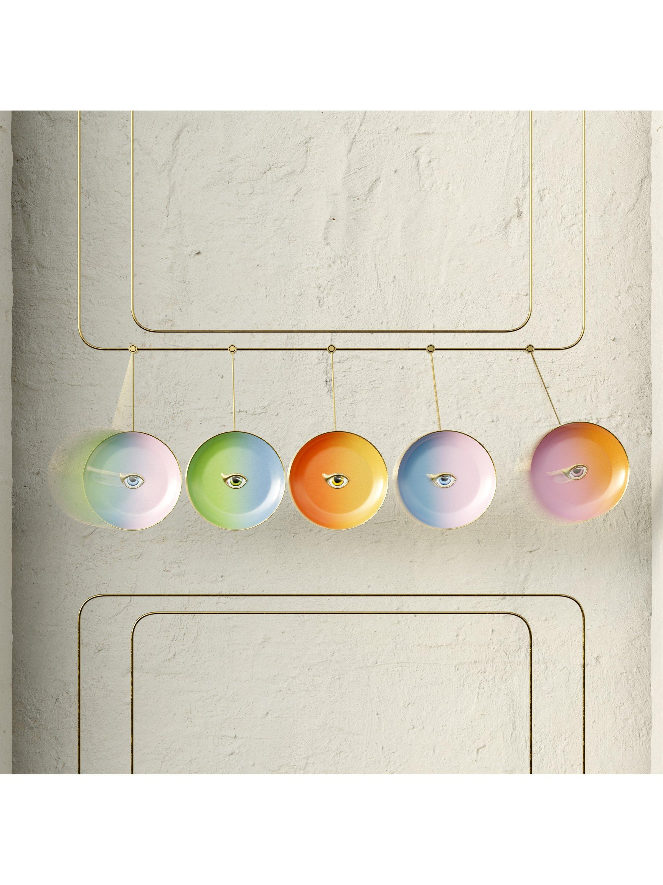 L'OBJET Lito porcelain plate 13cm blue pink, imported from the UK