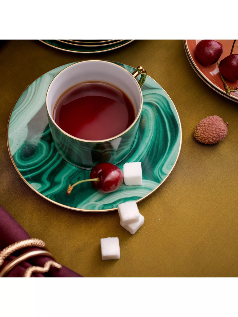 L'OBJET malachite porcelain cups and saucers set of 2 - British product
