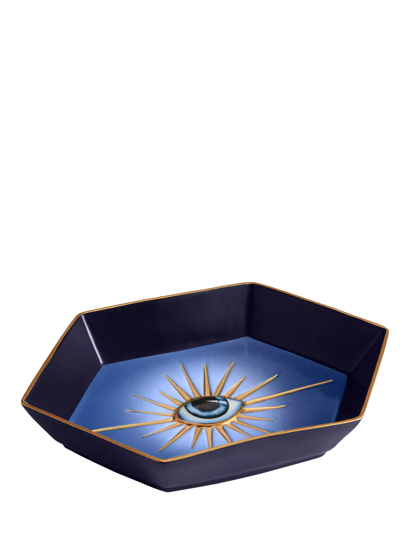 L'OBJET porcelain tray hexagon blue black 15x23cm, imported from the UK