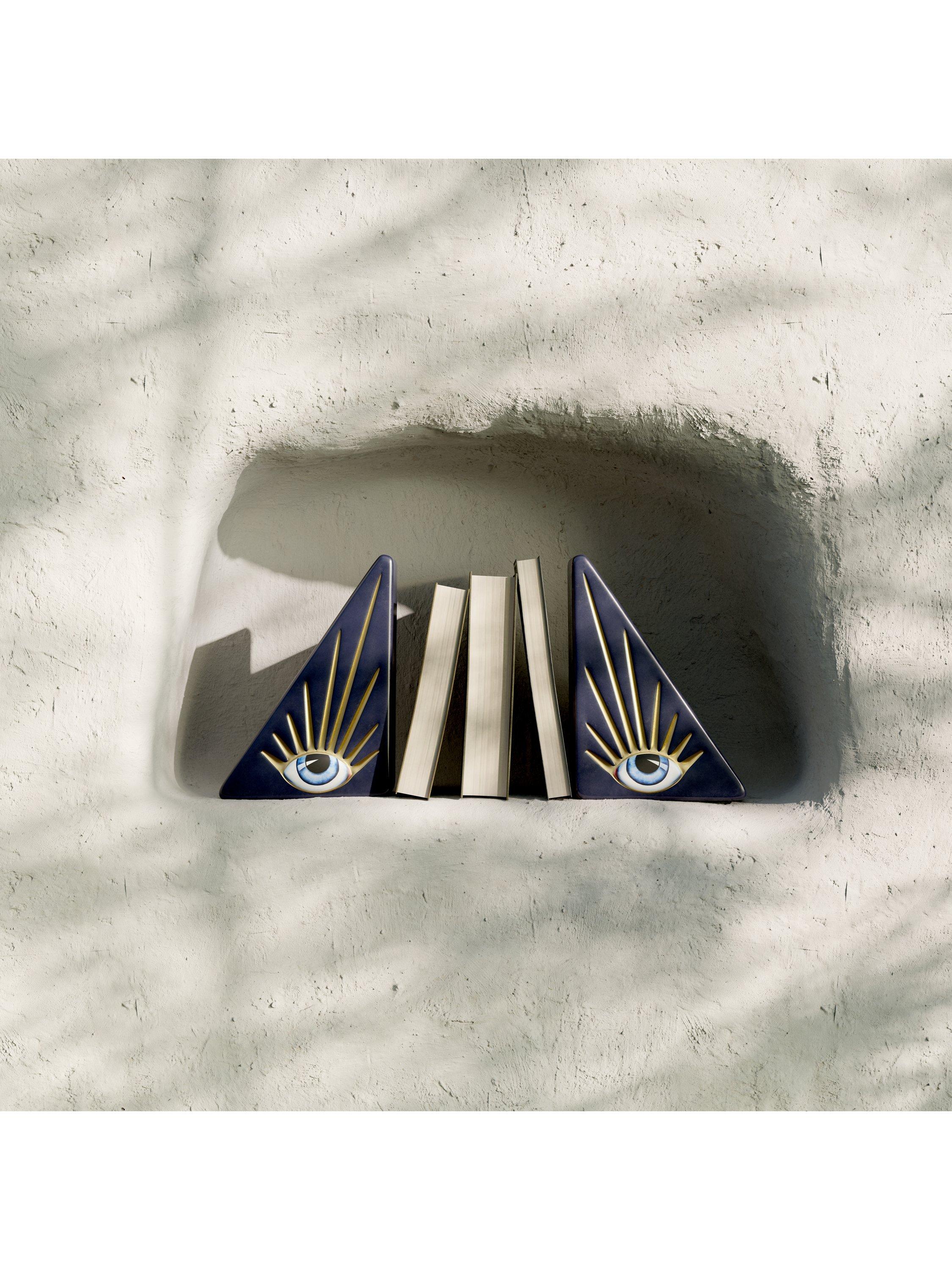 L'OBJET Lito porcelain bookend blue black, imported from the UK