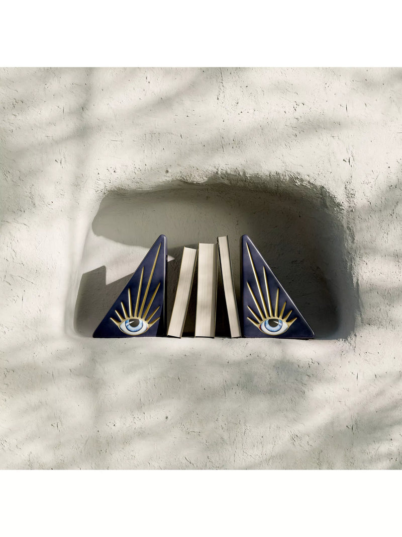 L'OBJET Lito porcelain bookend blue black, imported from the UK
