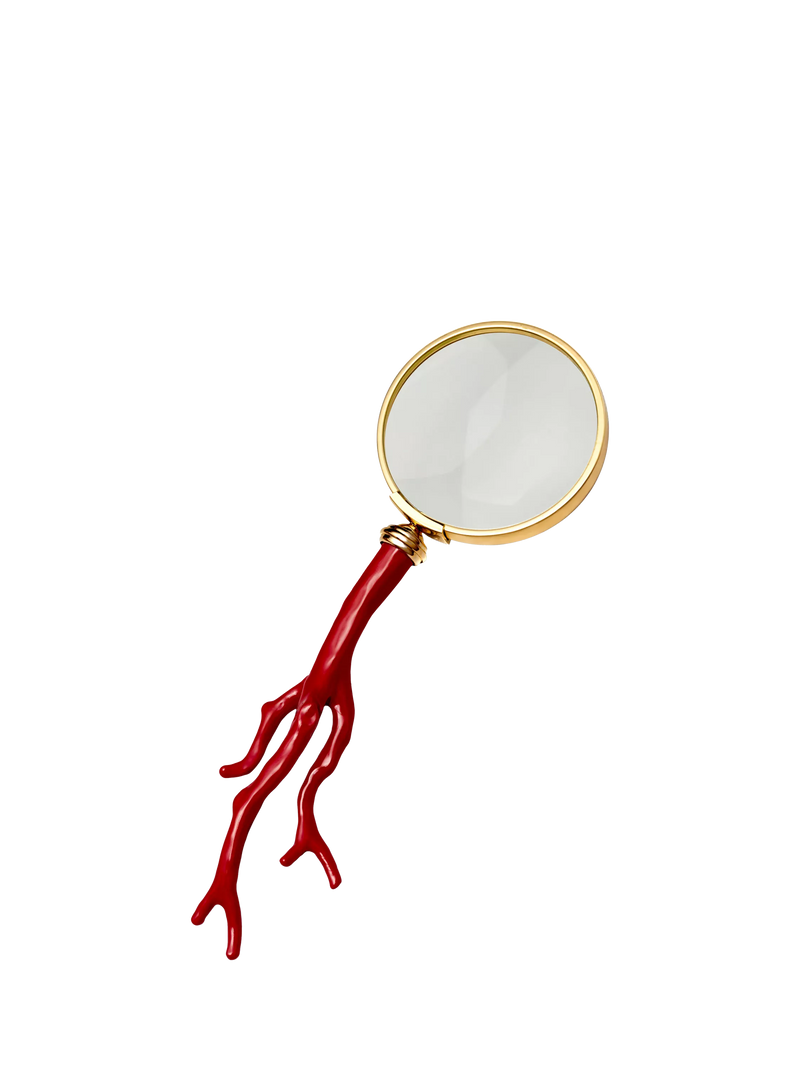 L'OBJET Coral magnifying glass red gold 23cm, UK version