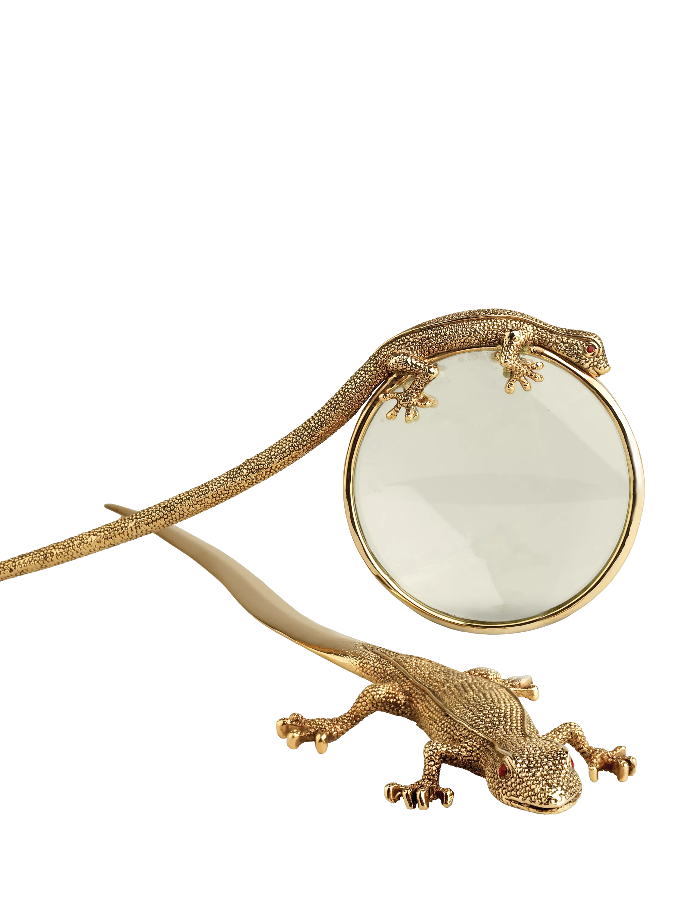 L'OBJET Gecko magnifying glass gold-plated brass design - British product