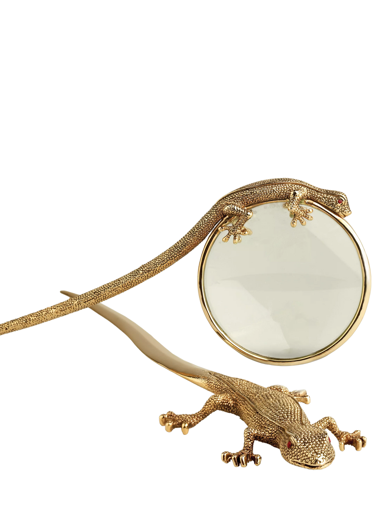 L'OBJET Gecko magnifying glass gold-plated brass design - British product