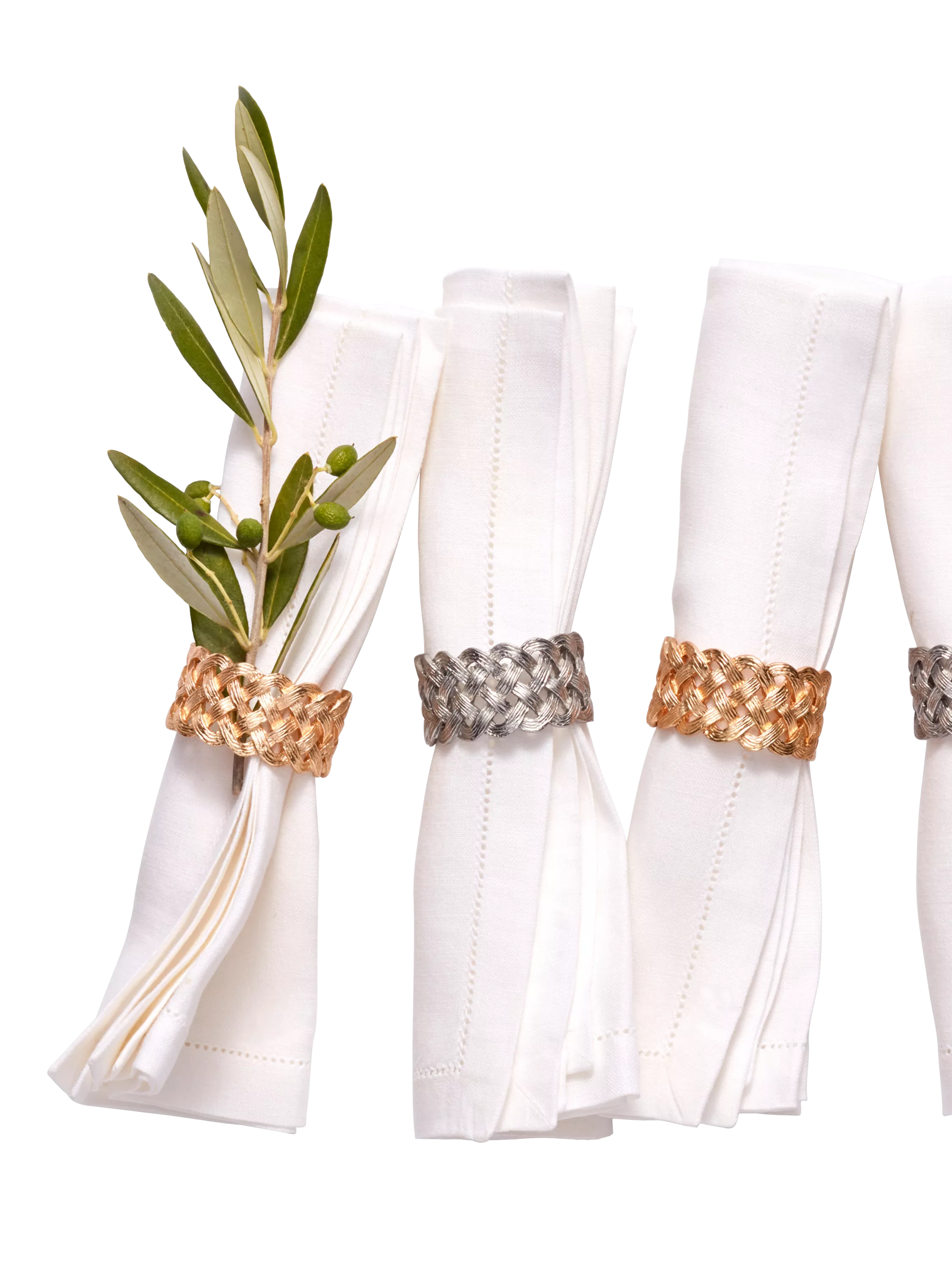 L'OBJET gold plated brass napkin rings set of 4, UK version