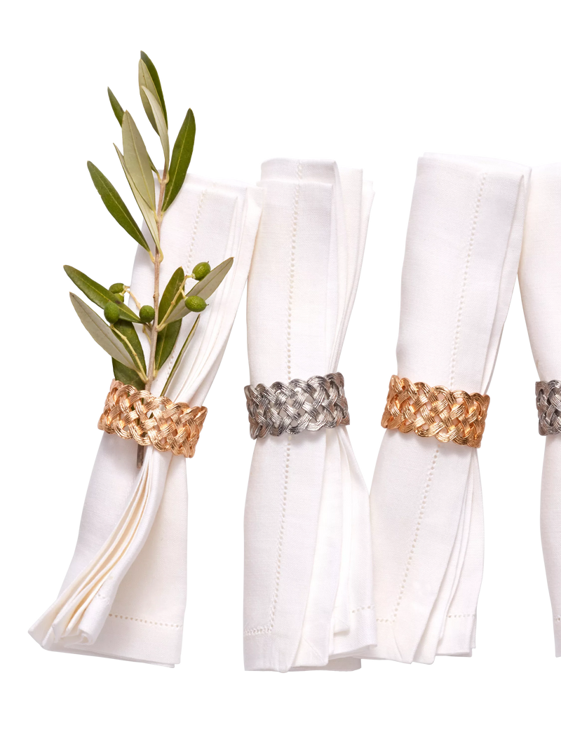 L'OBJET gold plated brass napkin rings set of 4, UK version