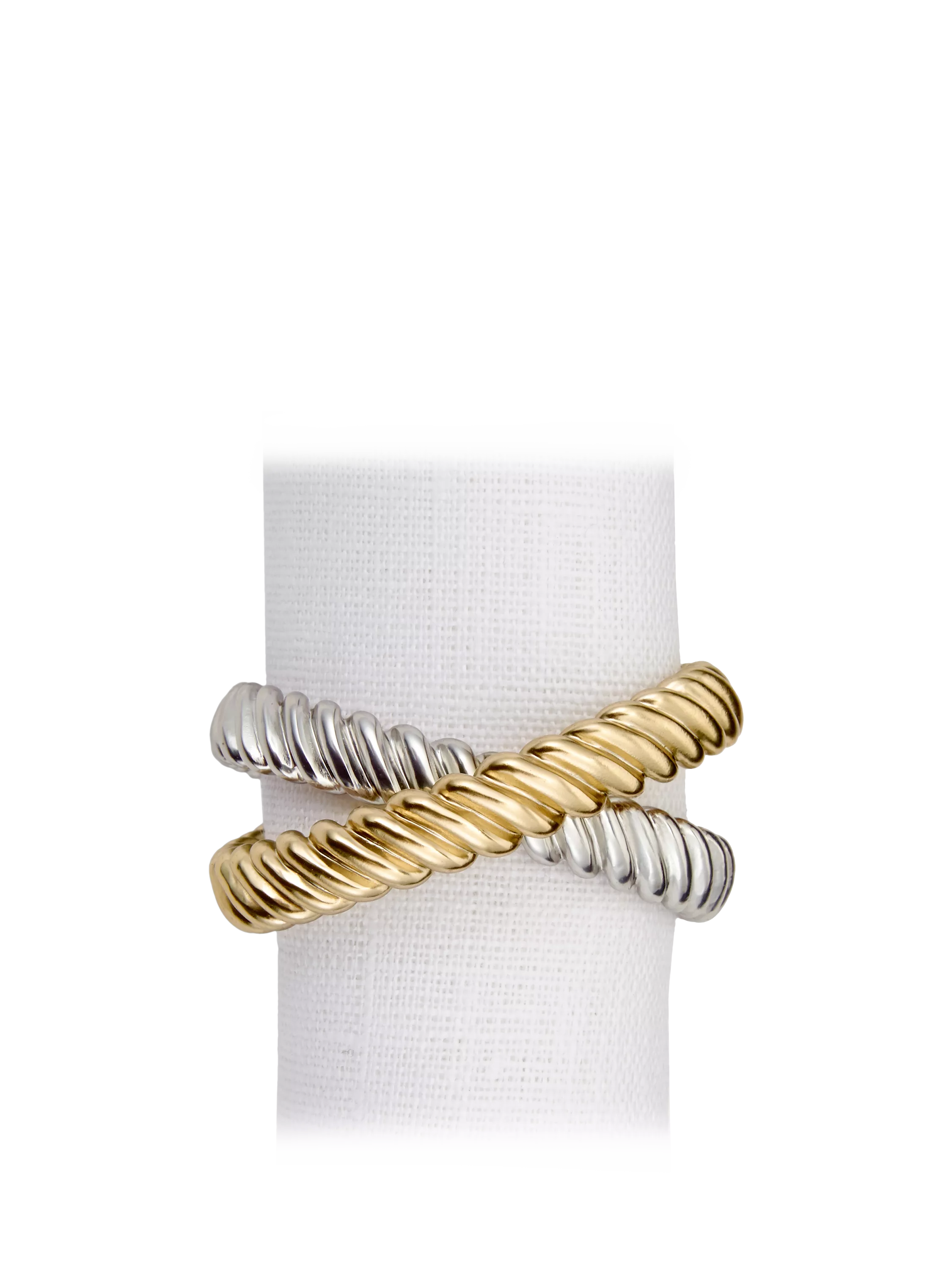 L'OBJET gold and platinum brass napkin rings set of 4 (British brand)