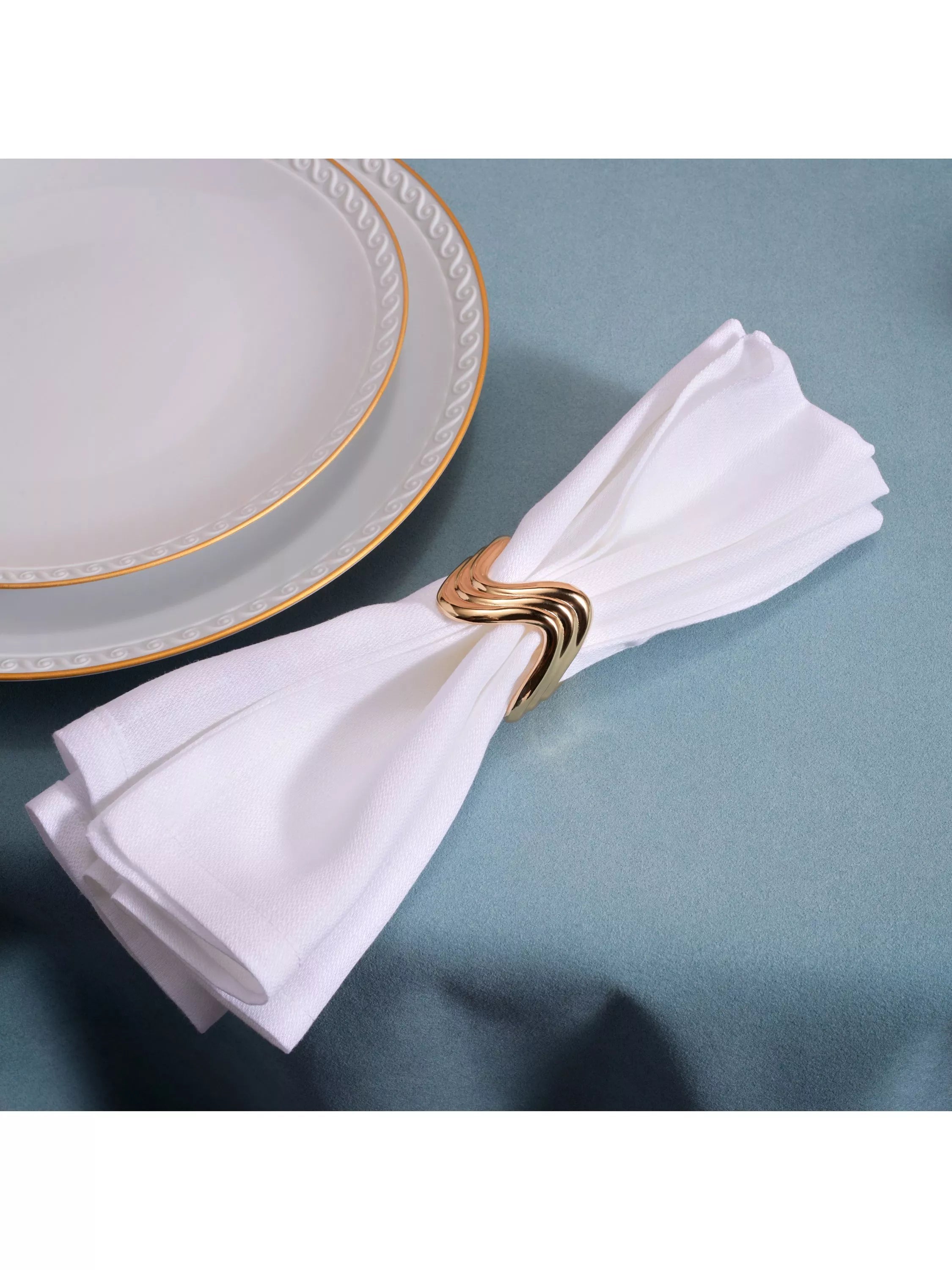 L'OBJET Ripple Brass Napkin Rings set of 4 gold plated (British brand)