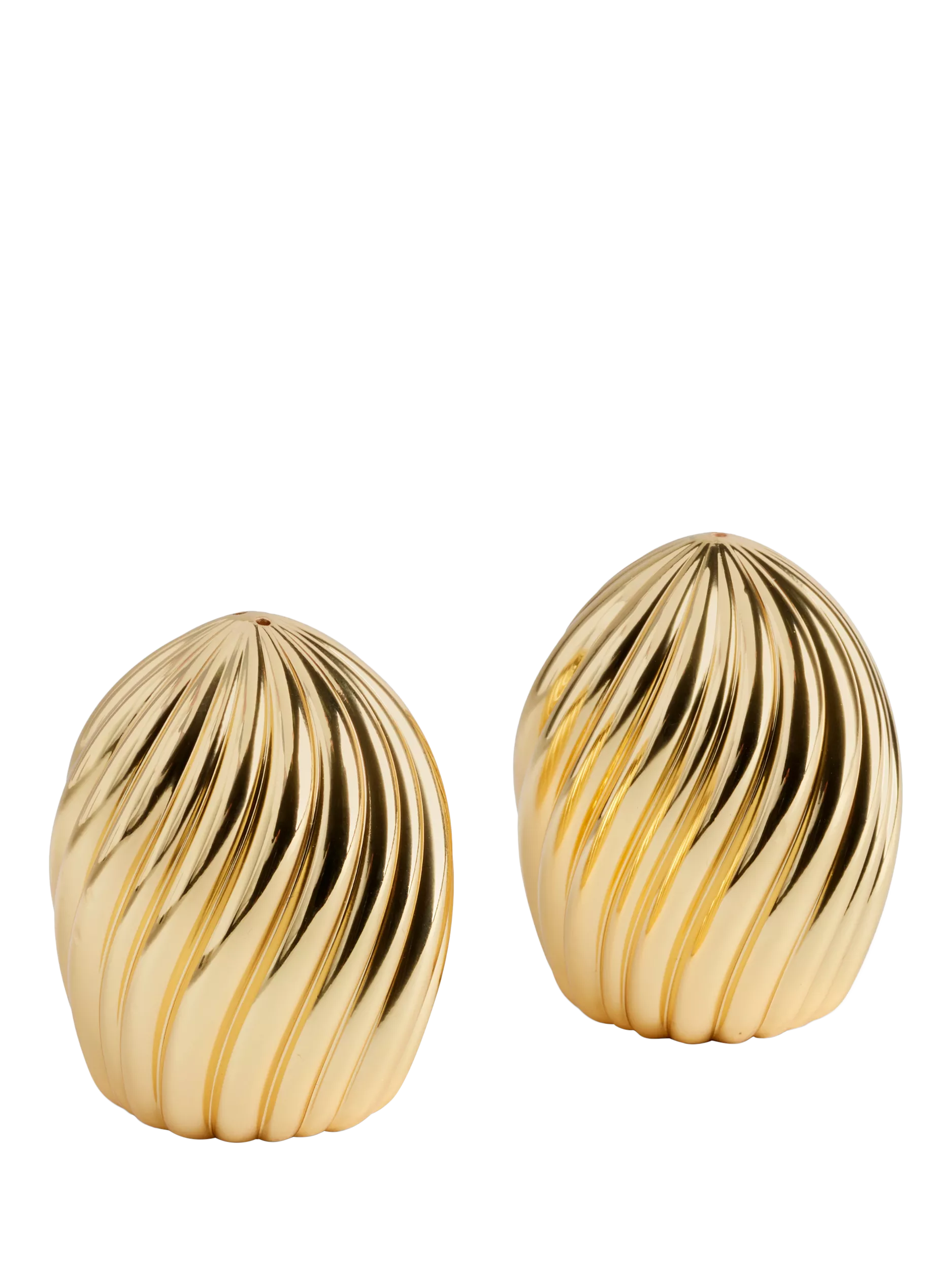 L'OBJET gold plated brass salt and pepper shakers set of 2, imported from the UK