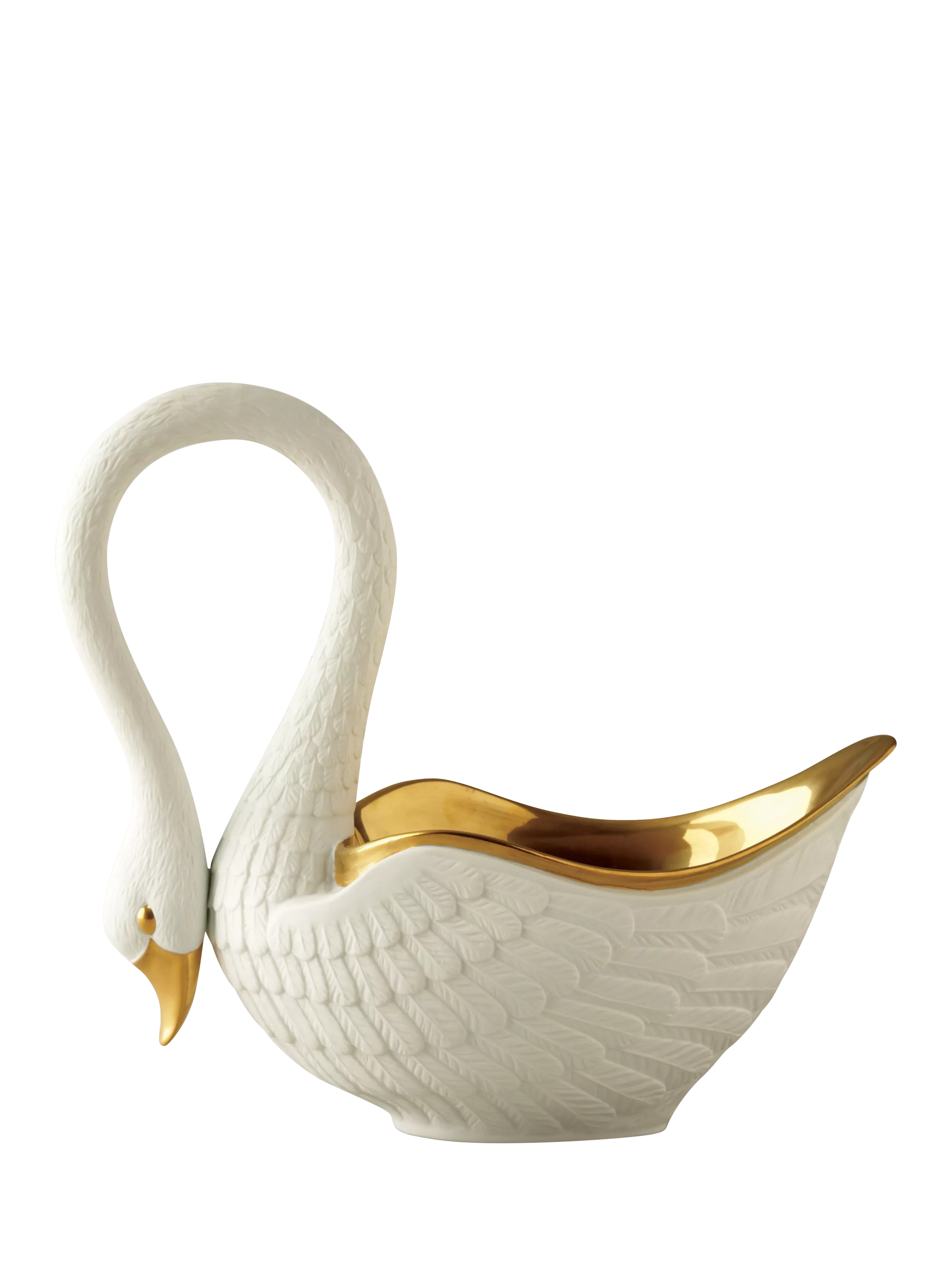 L'OBJET Swan Decorative Porcelain Bowl, Gold/White