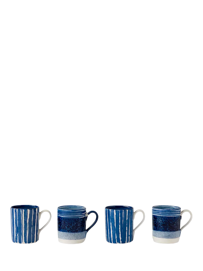Selbrae House artisan stoneware mug set blue stripes ripples 300ml, UK version