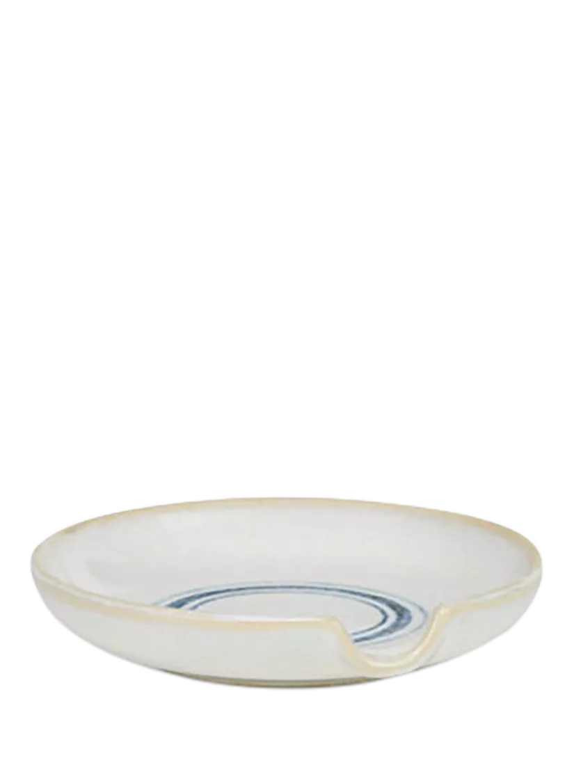 Neptune Melbury stoneware spoon rest in navy stripe (British brand)