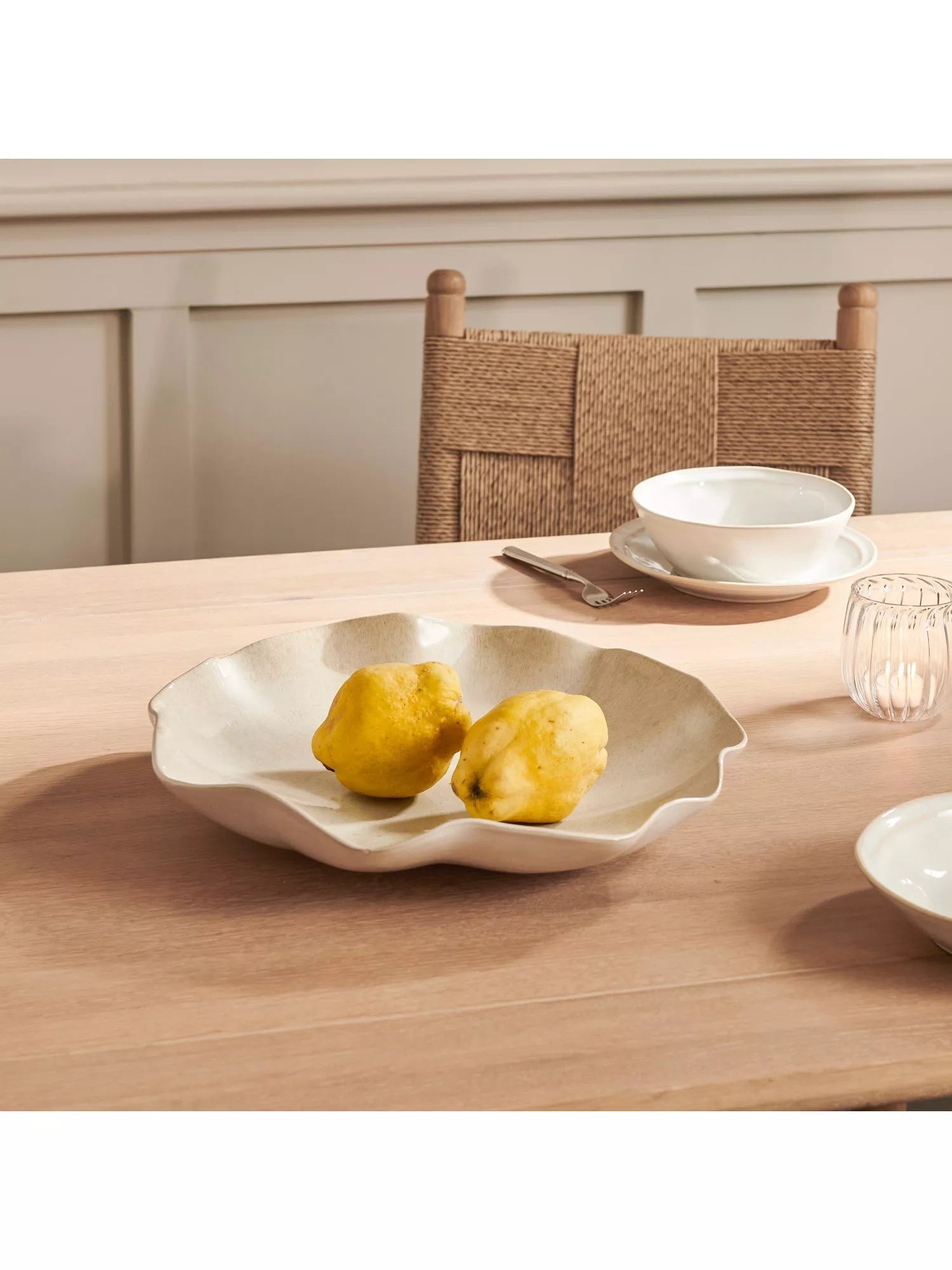 Neptune Sennen white stoneware serving platter 39cm (British brand)
