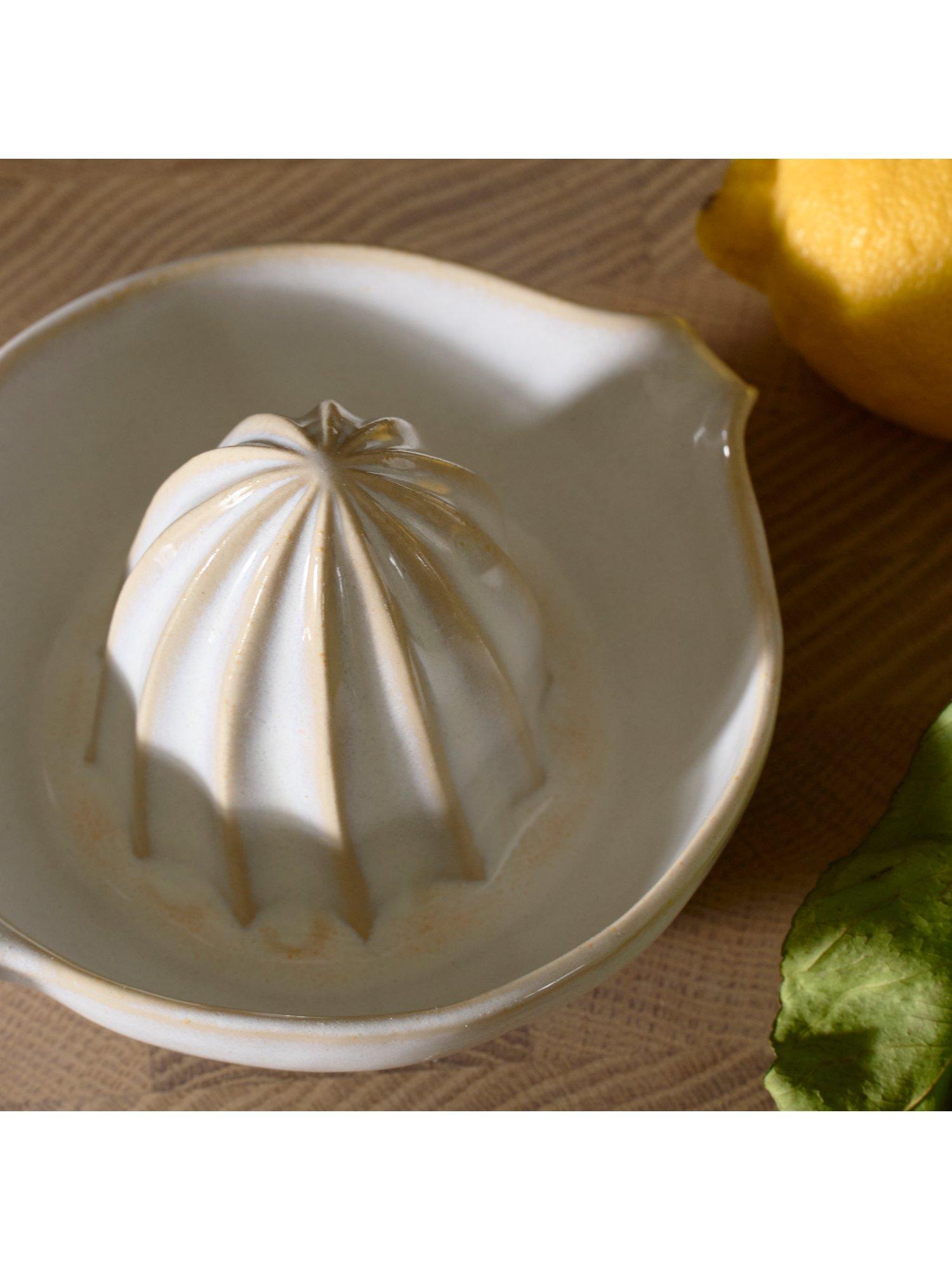 Neptune Bramley stoneware lemon squeezer, imported from the UK