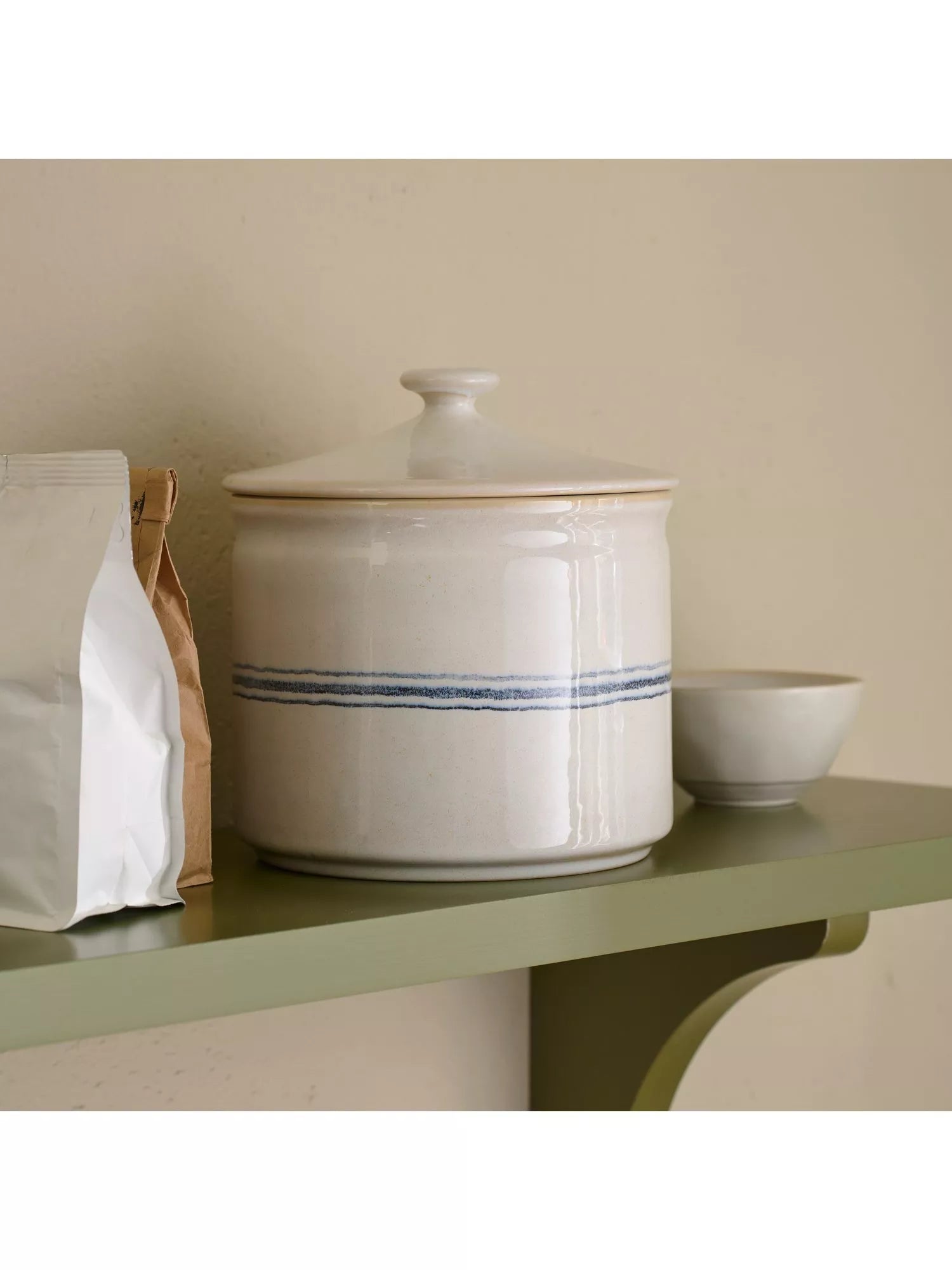 Neptune Melbury stoneware storage jar natural navy - British product