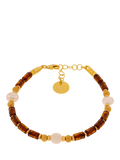 Be-Jewelled beaded bracelet with cognac amber and pearl - British product