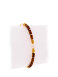 Be-Jewelled beaded bracelet with cognac amber and pearl - British product