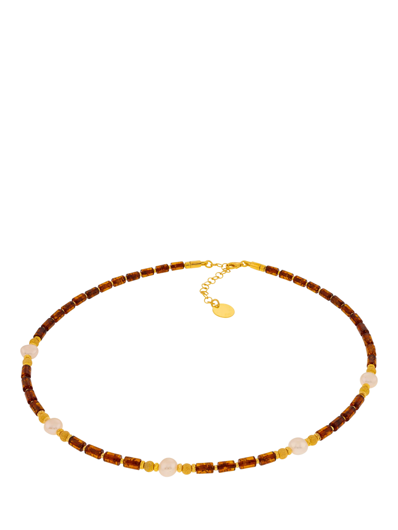 Be-Jewelled gold and cognac necklace 48cm, UK version