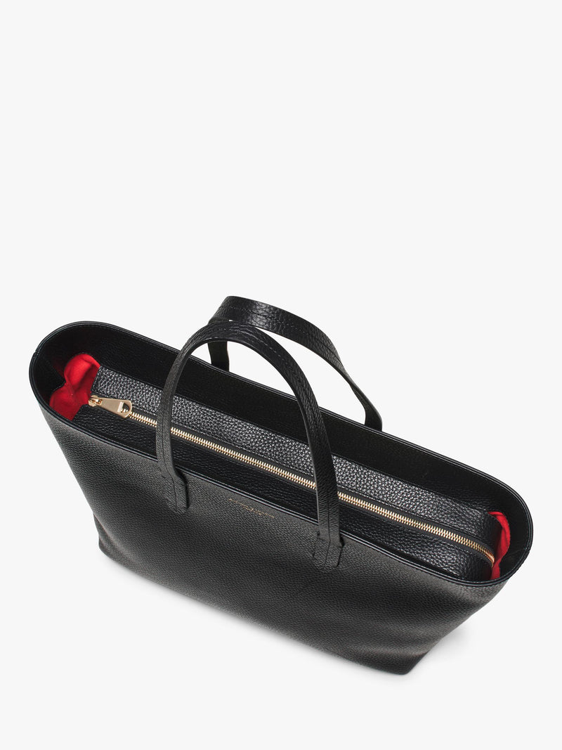 Aspinal of London East West leather tote bag black - British product