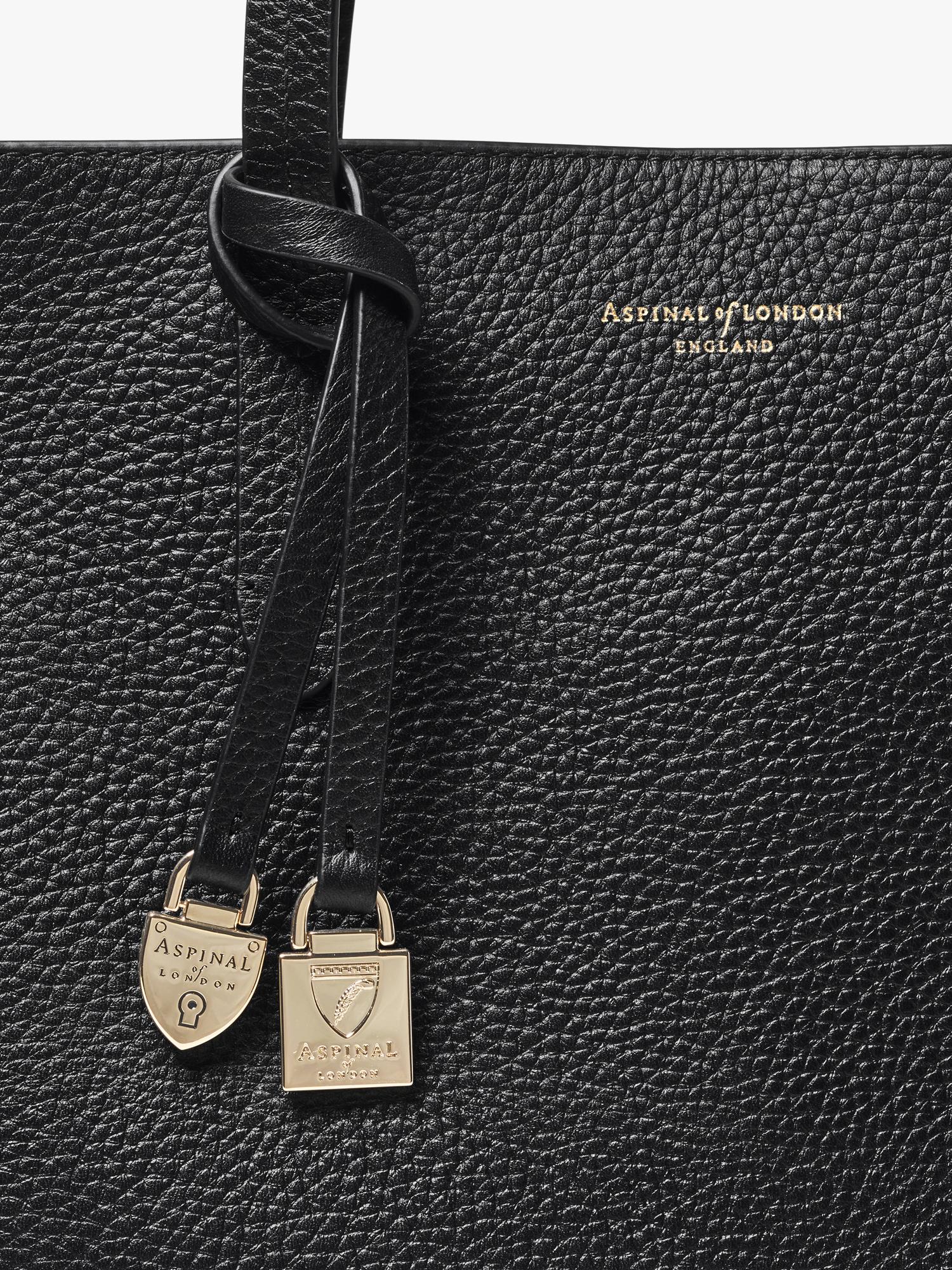 Aspinal of London East West leather tote bag black - British product