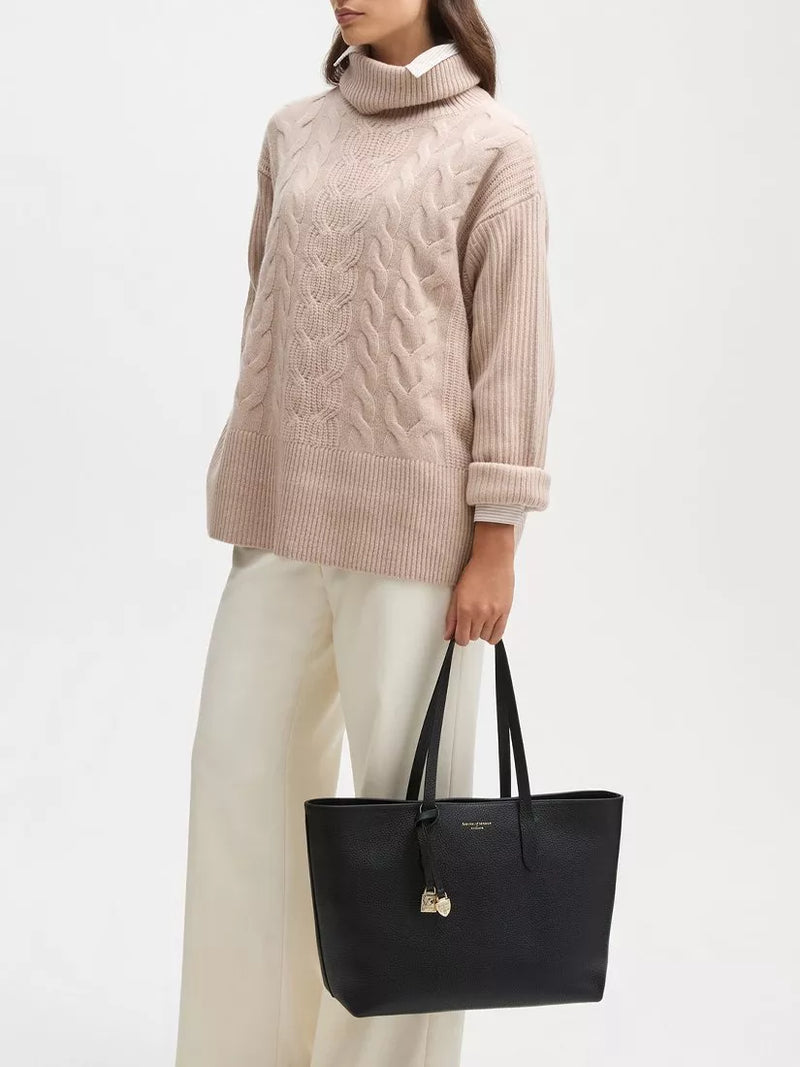 Aspinal of London East West leather tote bag black - British product
