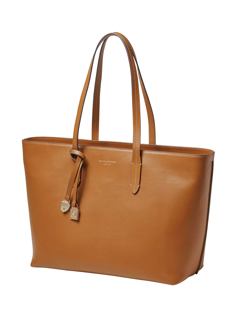 Aspinal of London East West Leather Tote Bag in Tan - British product