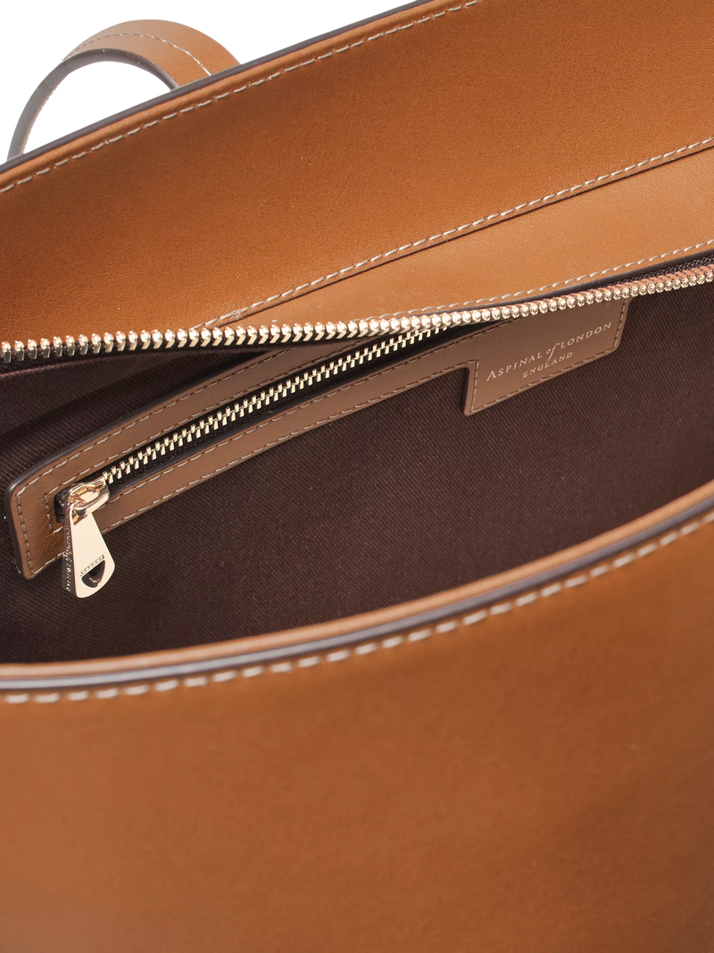 Aspinal of London East West Leather Tote Bag in Tan - British product