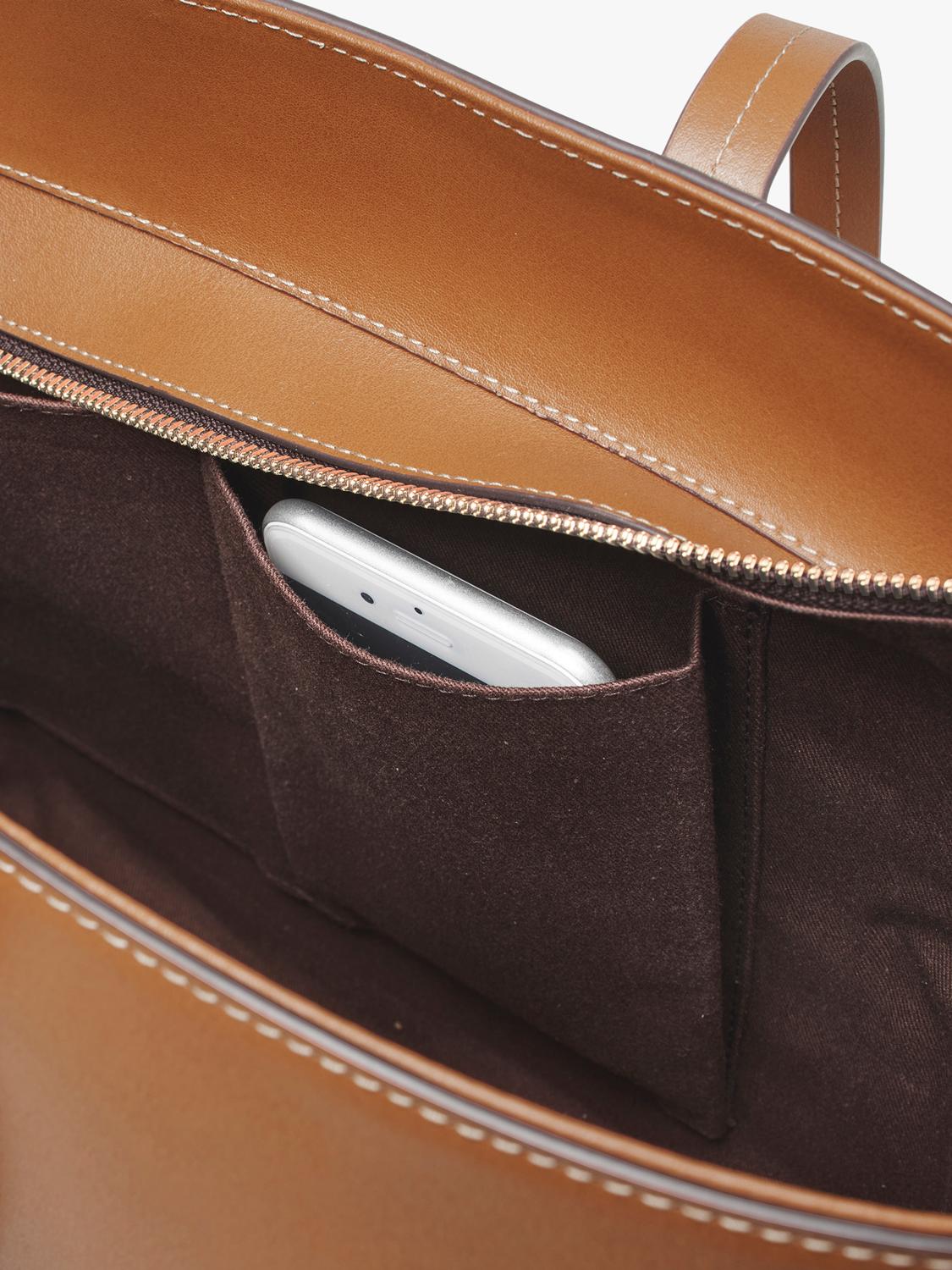 Aspinal of London East West Leather Tote Bag in Tan - British product
