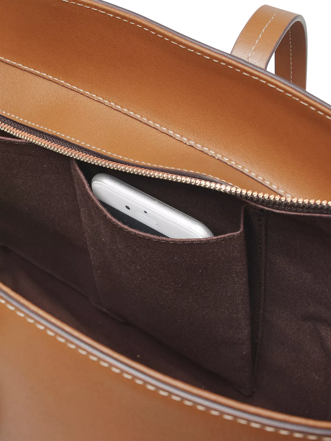Aspinal of London East West Leather Tote Bag in Tan - British product