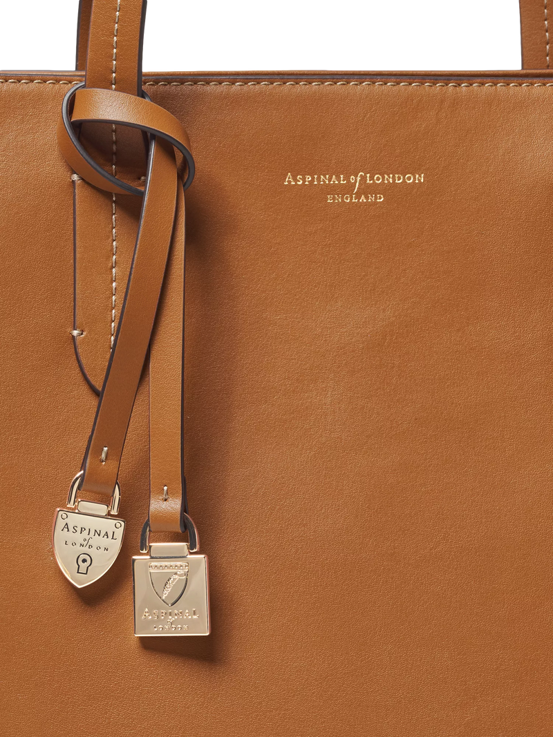 Aspinal of London East West Leather Tote Bag in Tan - British product