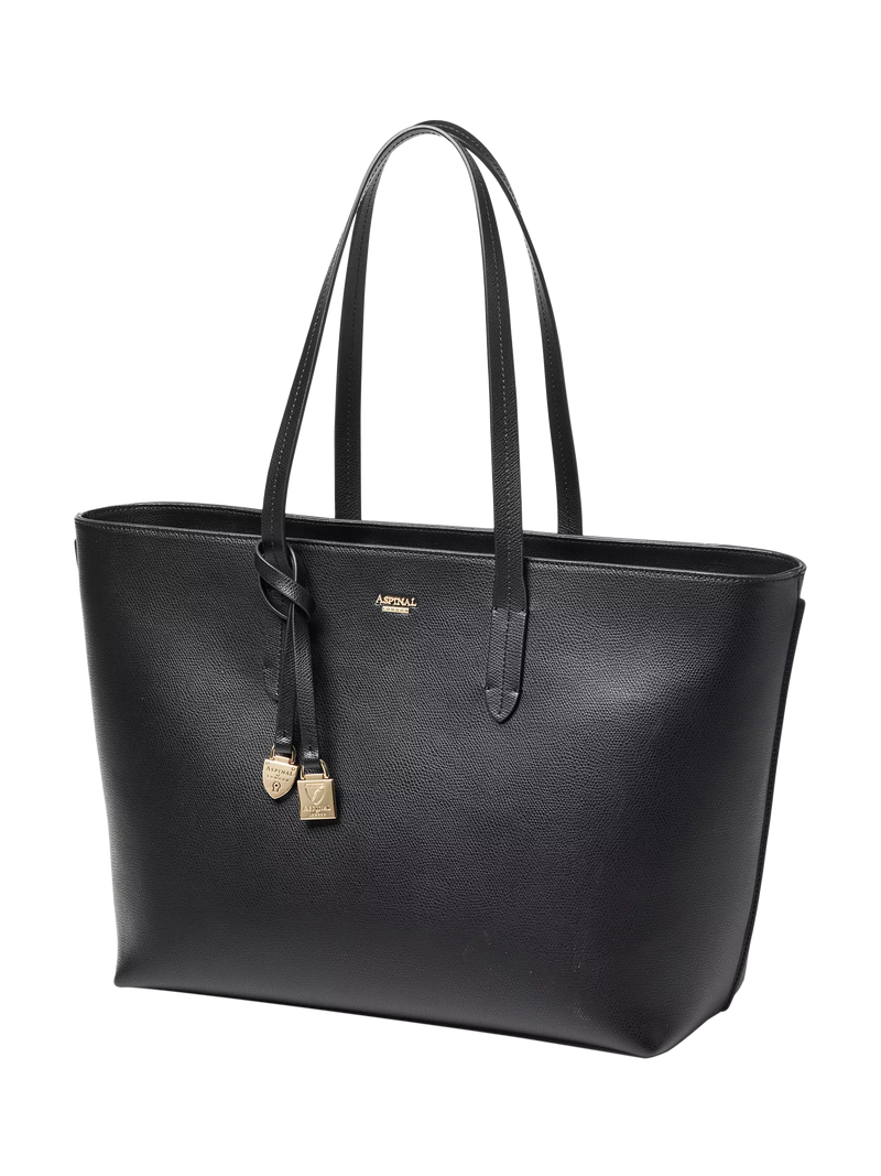 Aspinal of London leather tote bag black - British product