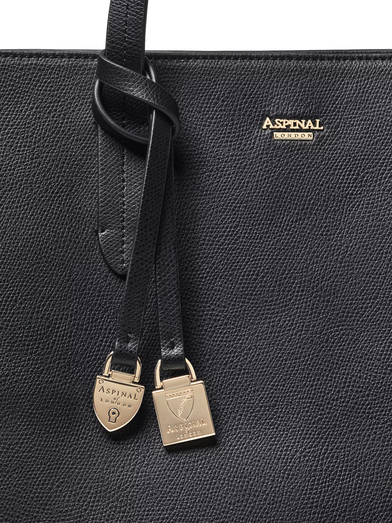 Aspinal of London leather tote bag black - British product