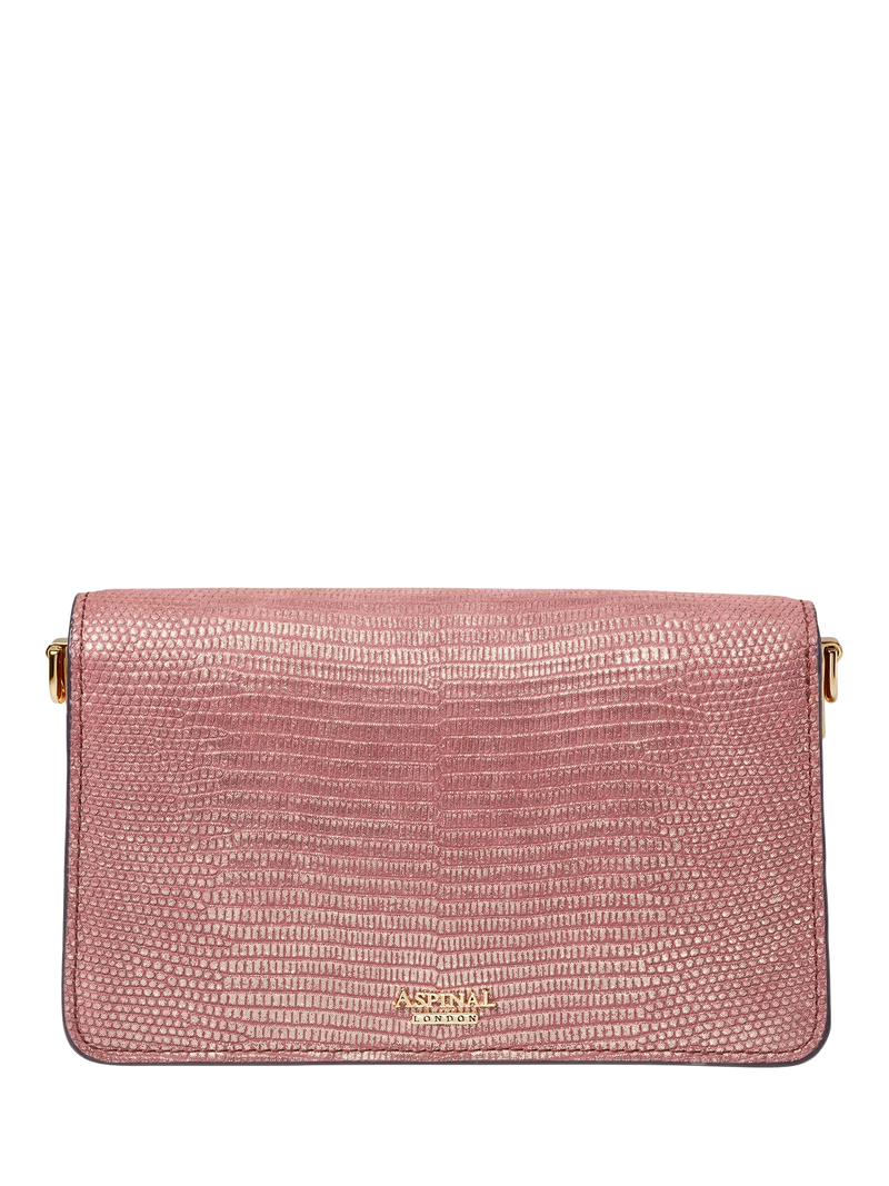 Aspinal of London Eliza leather clutch bag in Cassis (British brand)