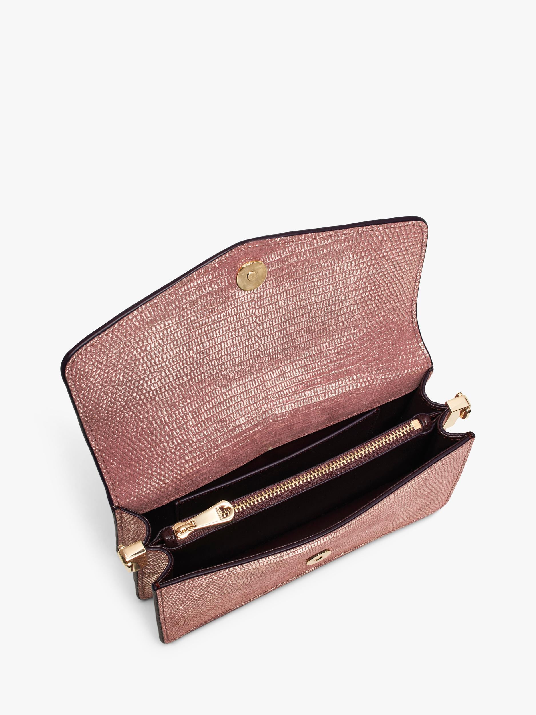 Aspinal of London Eliza leather clutch bag in Cassis (British brand)