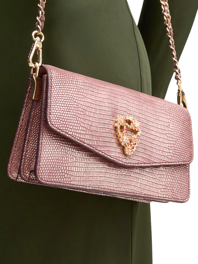 Aspinal of London Eliza leather clutch bag in Cassis (British brand)