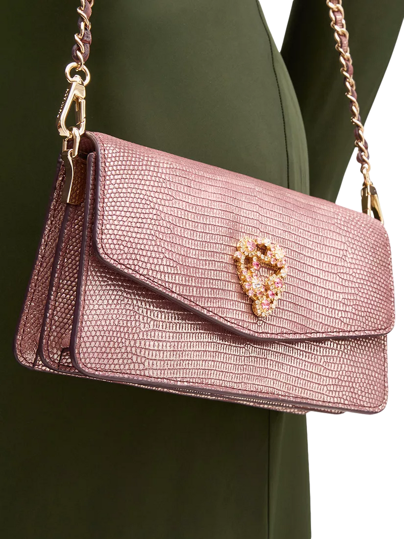 Aspinal of London Eliza leather clutch bag in Cassis (British brand)
