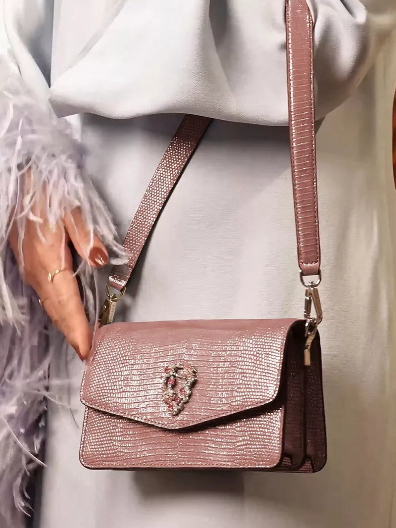 Aspinal of London Eliza leather clutch bag in Cassis (British brand)