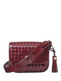 Aspinal of London crossbody bag burgundy woven leather, imported from the UK