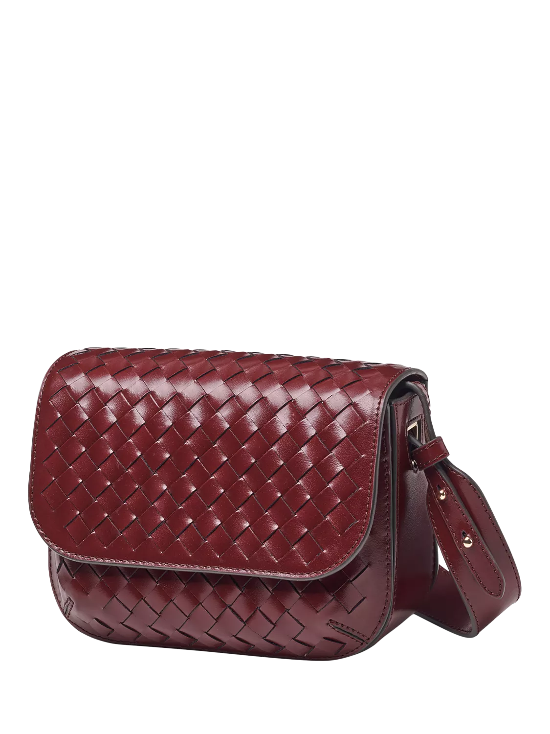 Aspinal of London crossbody bag burgundy woven leather, imported from the UK