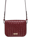 Aspinal of London crossbody bag burgundy woven leather, imported from the UK