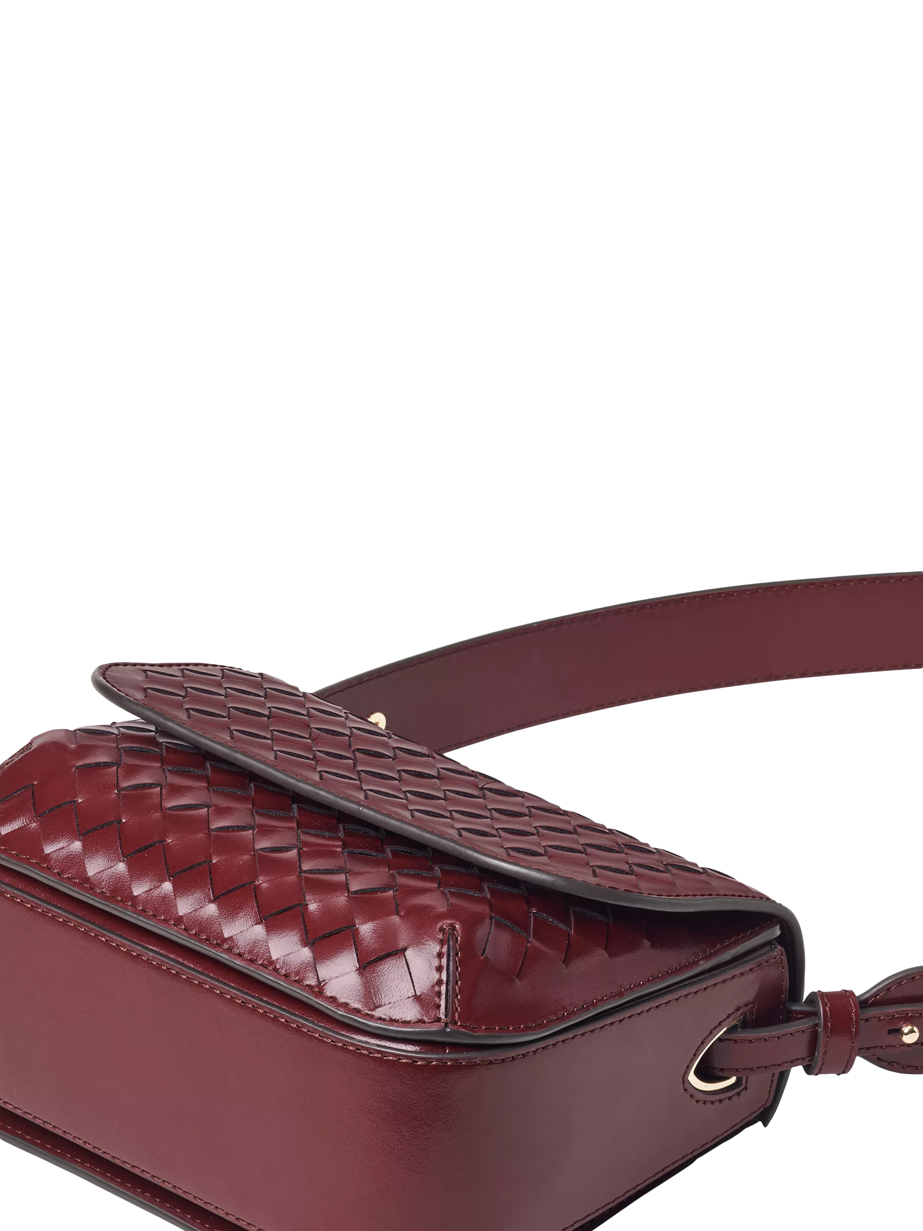 Aspinal of London crossbody bag burgundy woven leather, imported from the UK