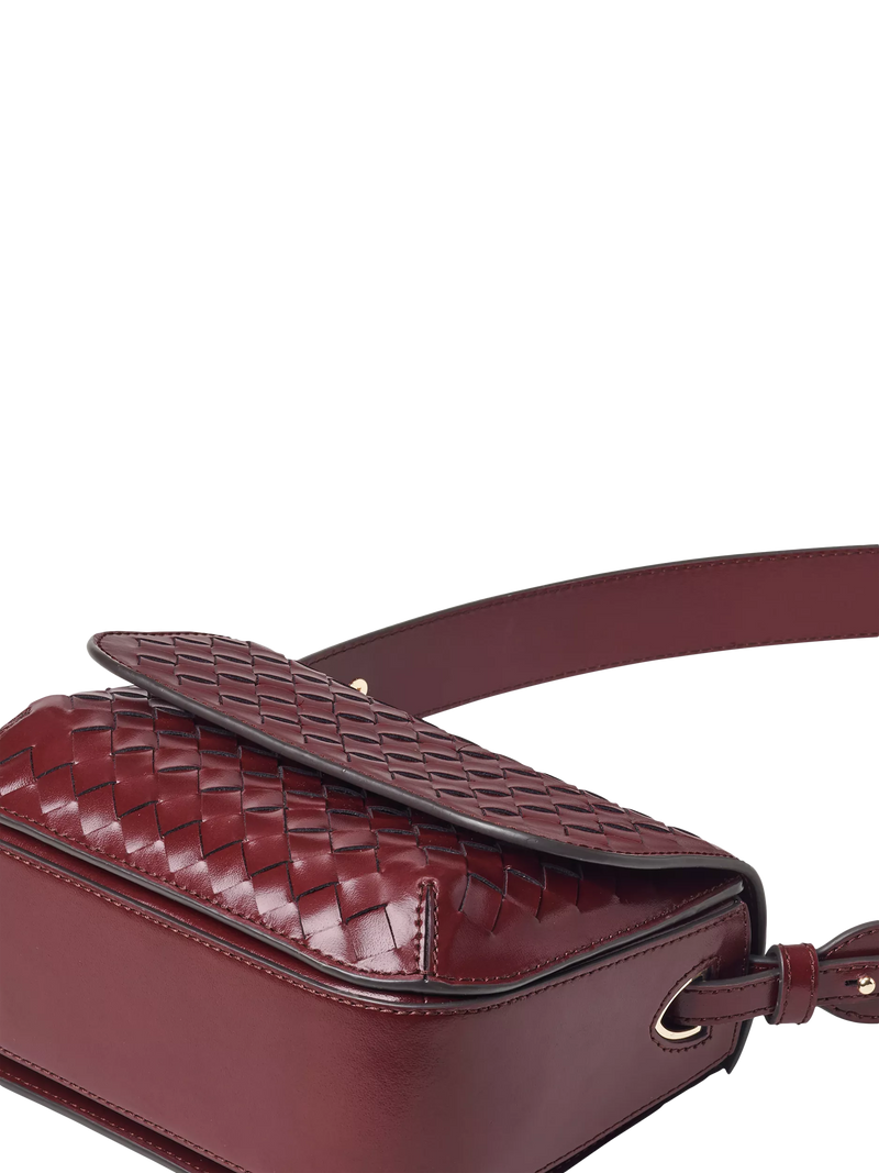 Aspinal of London crossbody bag burgundy woven leather, imported from the UK