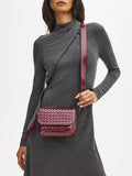 Aspinal of London crossbody bag burgundy woven leather, imported from the UK