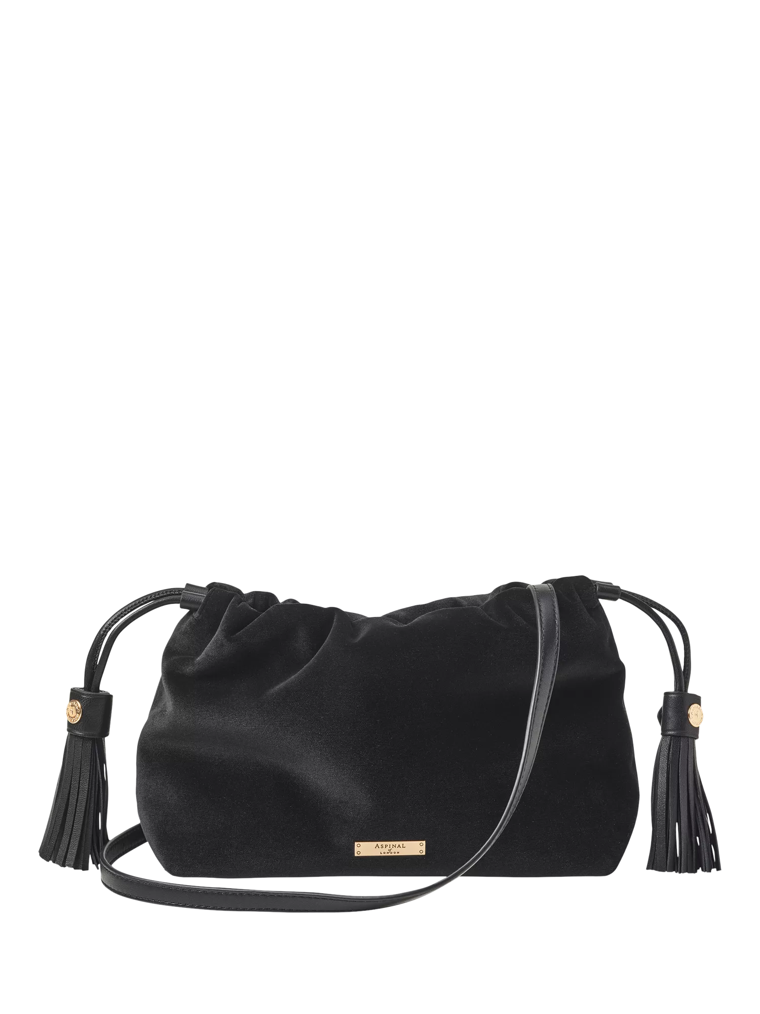 Aspinal of London Amelia black velvet evening bag, imported from the UK