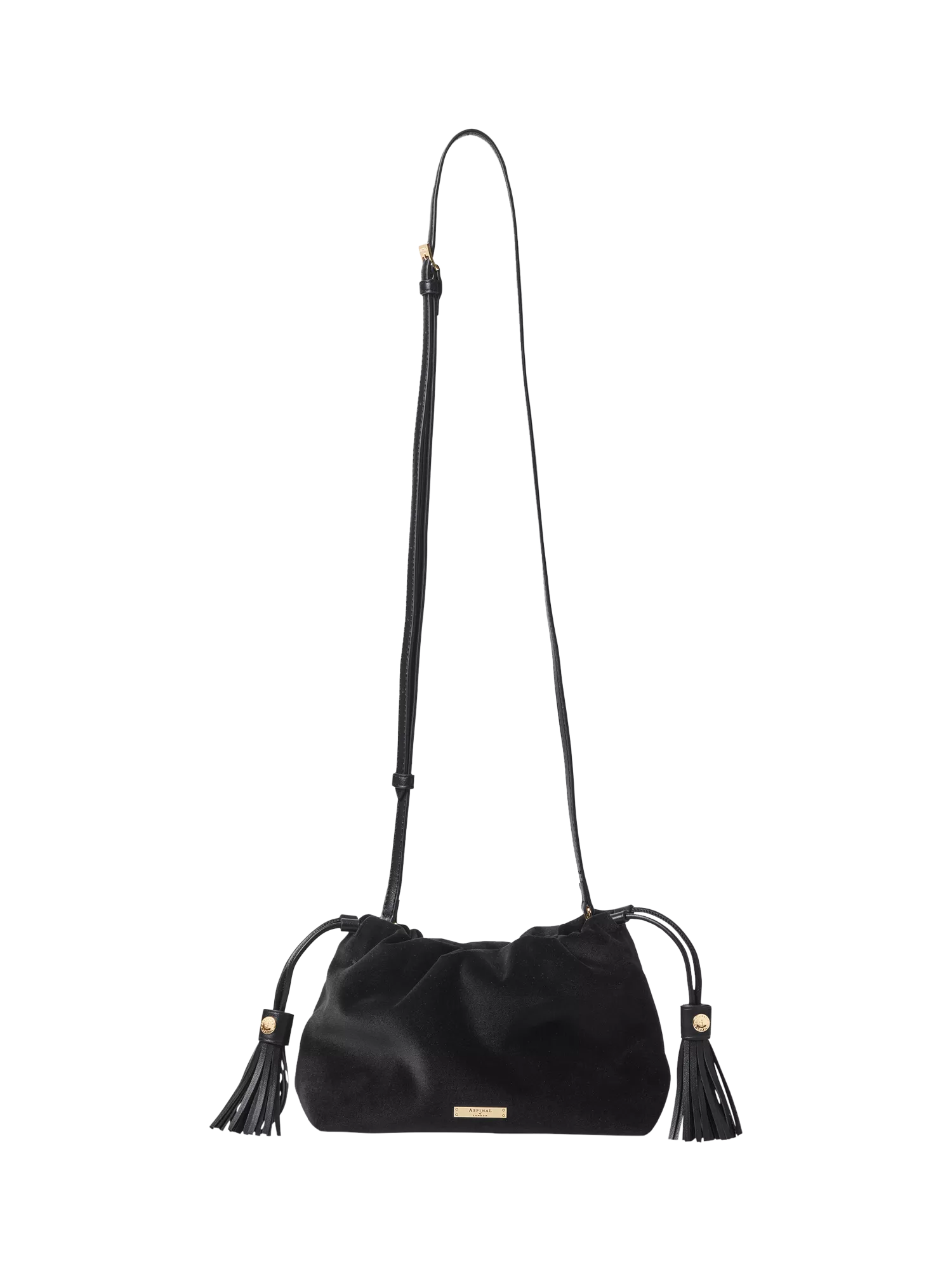 Aspinal of London Amelia black velvet evening bag, imported from the UK
